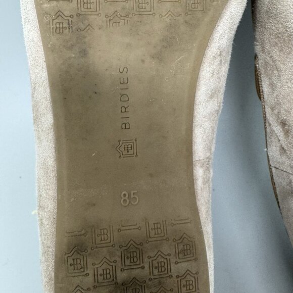 Birdies Sz 8.5 The Starling Shoe Loafer Slip On Flat Taupe  Tan Suede Leather - Picture 9 of 9